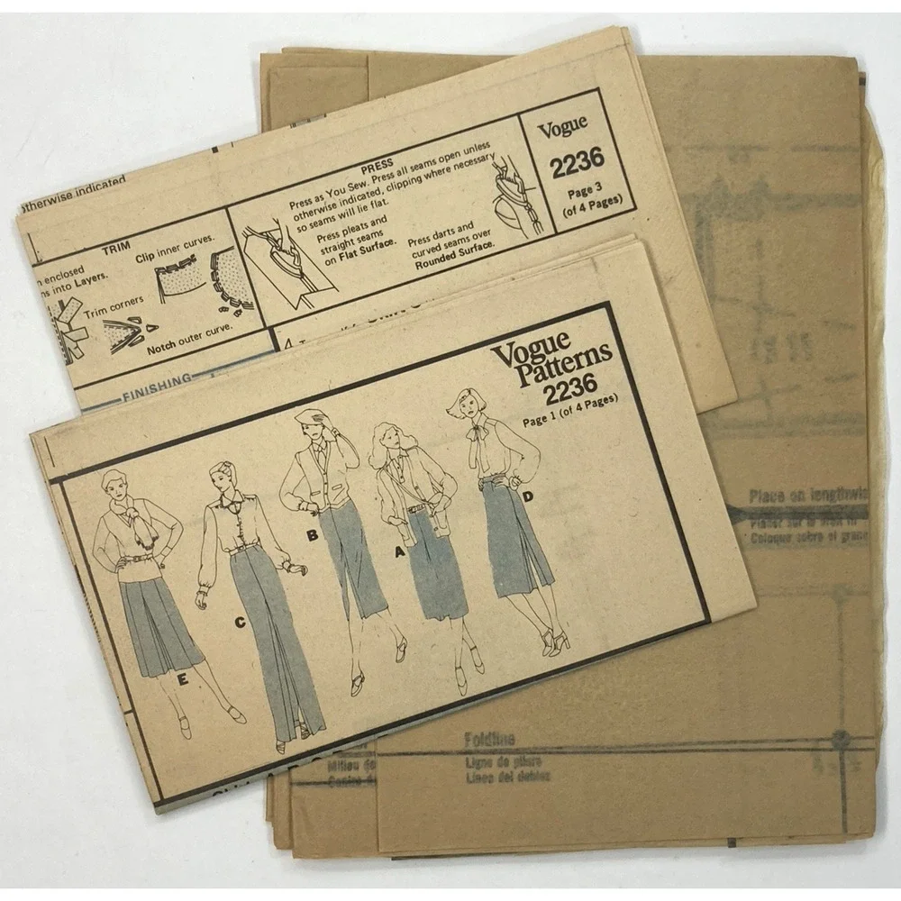 Vogue 2236 Basic Misses 70s Skirt Options Slim Pleat Midi Maxi Sz 8 Cut Complete